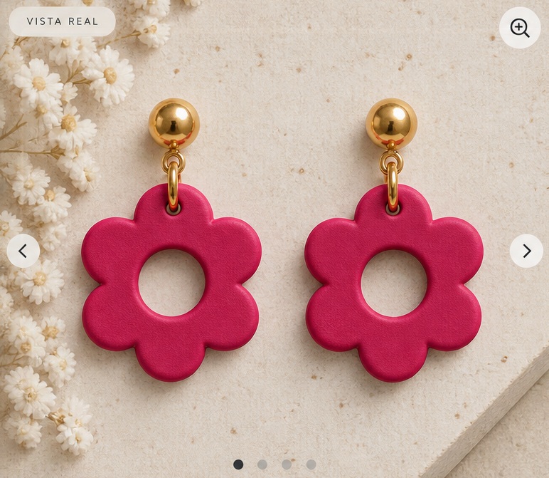 Pendientes flor magenta